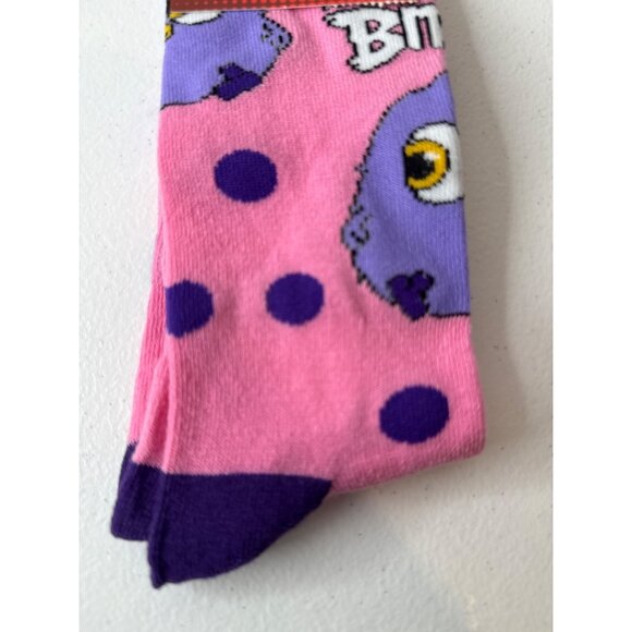 Angry Birds Pink Purple Polka Dot Novelty Crew Socks Fun Gift - Picture 3 of 3